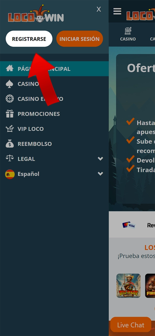 Pour commencer le processus d'inscription sur LocoWin, cliquez sur le bouton S'inscrire.