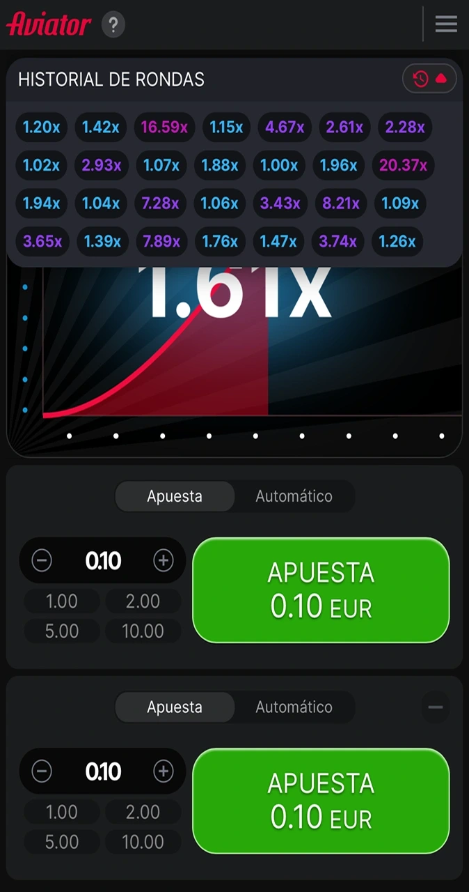 Locowin vous permet de vous familiariser avec l'historique des tours du jeu Aviator.