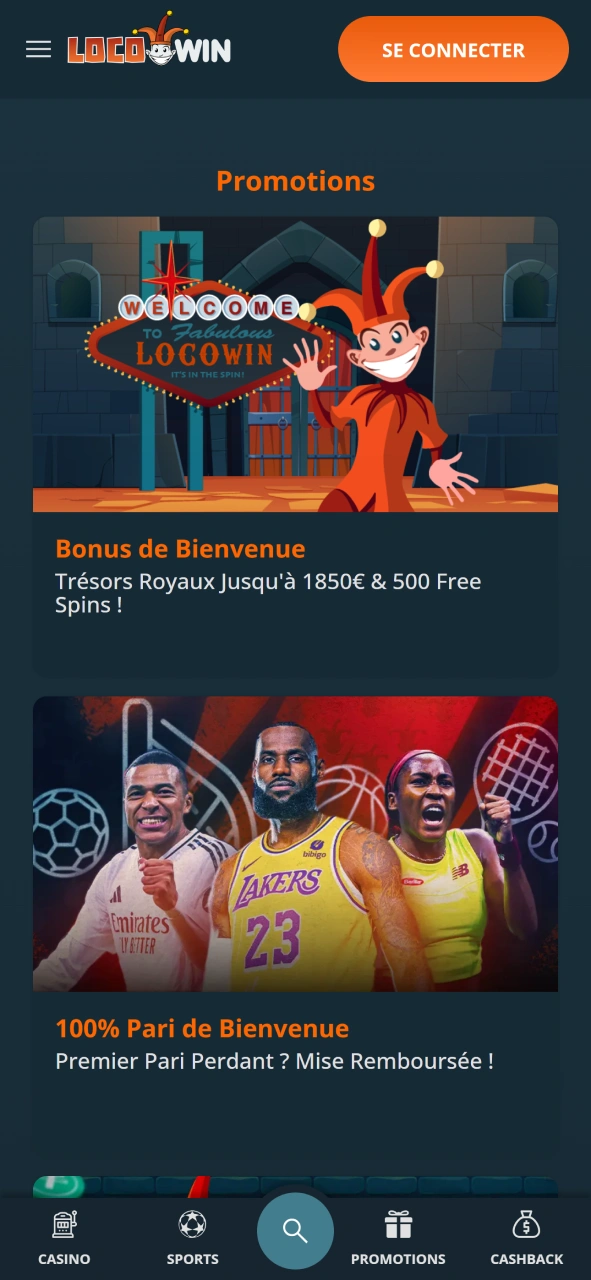Section bonus chez LocoWin.