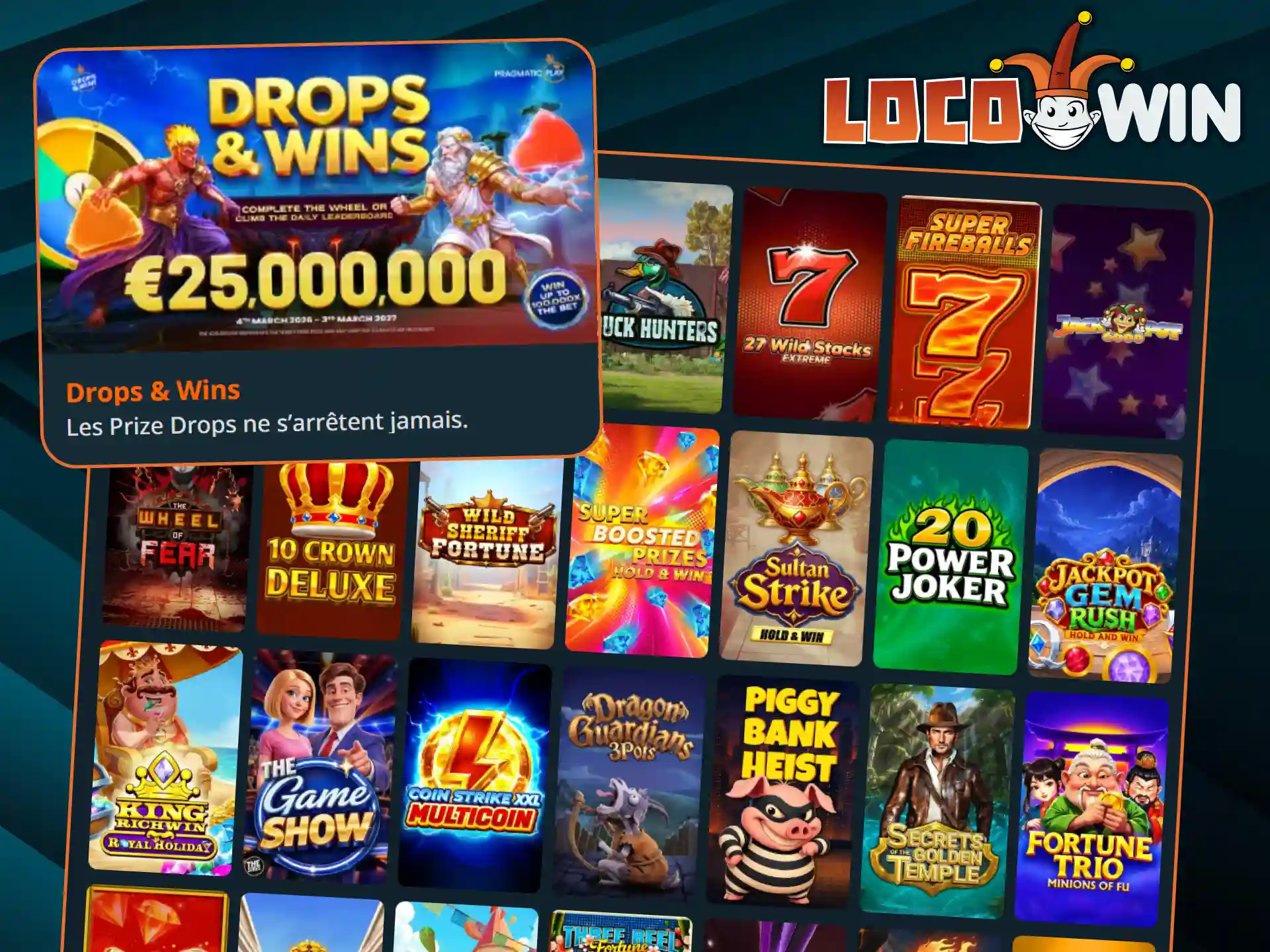 Vous avez la possibilité de gagner des prix supplémentaires en participant à la promotion Drops & Wins de LocoWin.