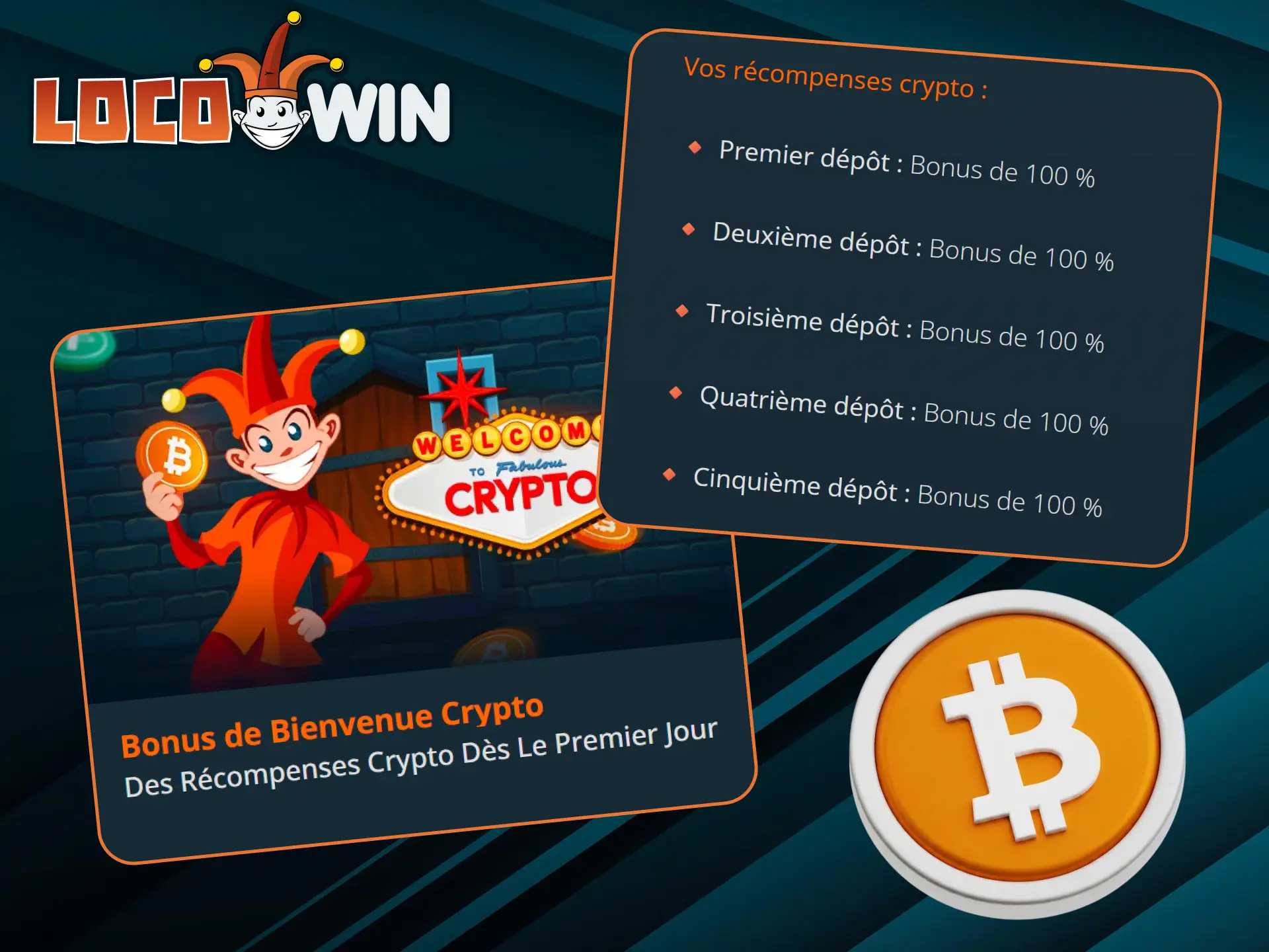 Commencez avec un bonus crypto de LocoWin et jouez aux machines à sous jackpot.
