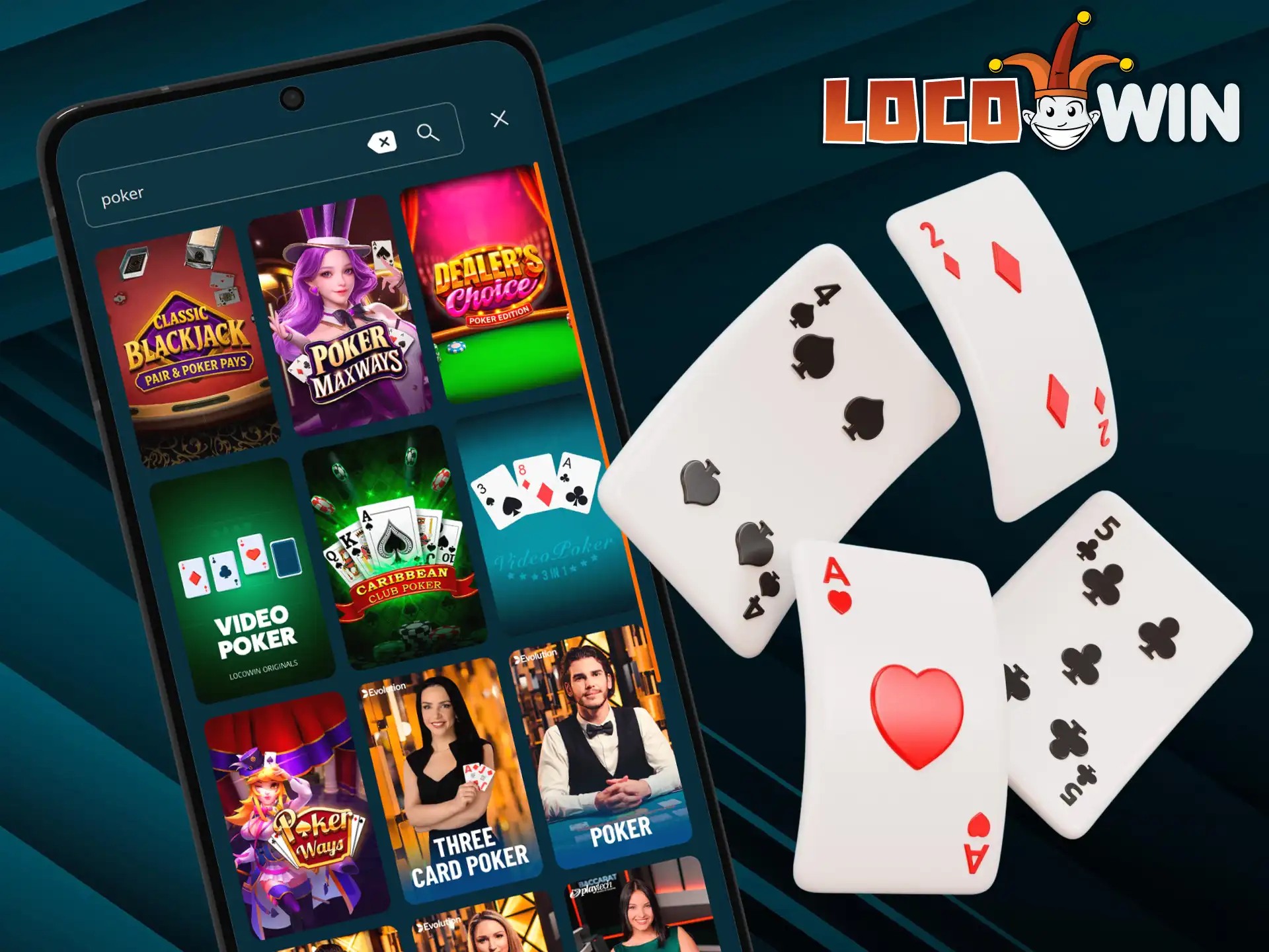 LocoWin dispose d'une application mobile vous permettant de profiter de jeux de table.