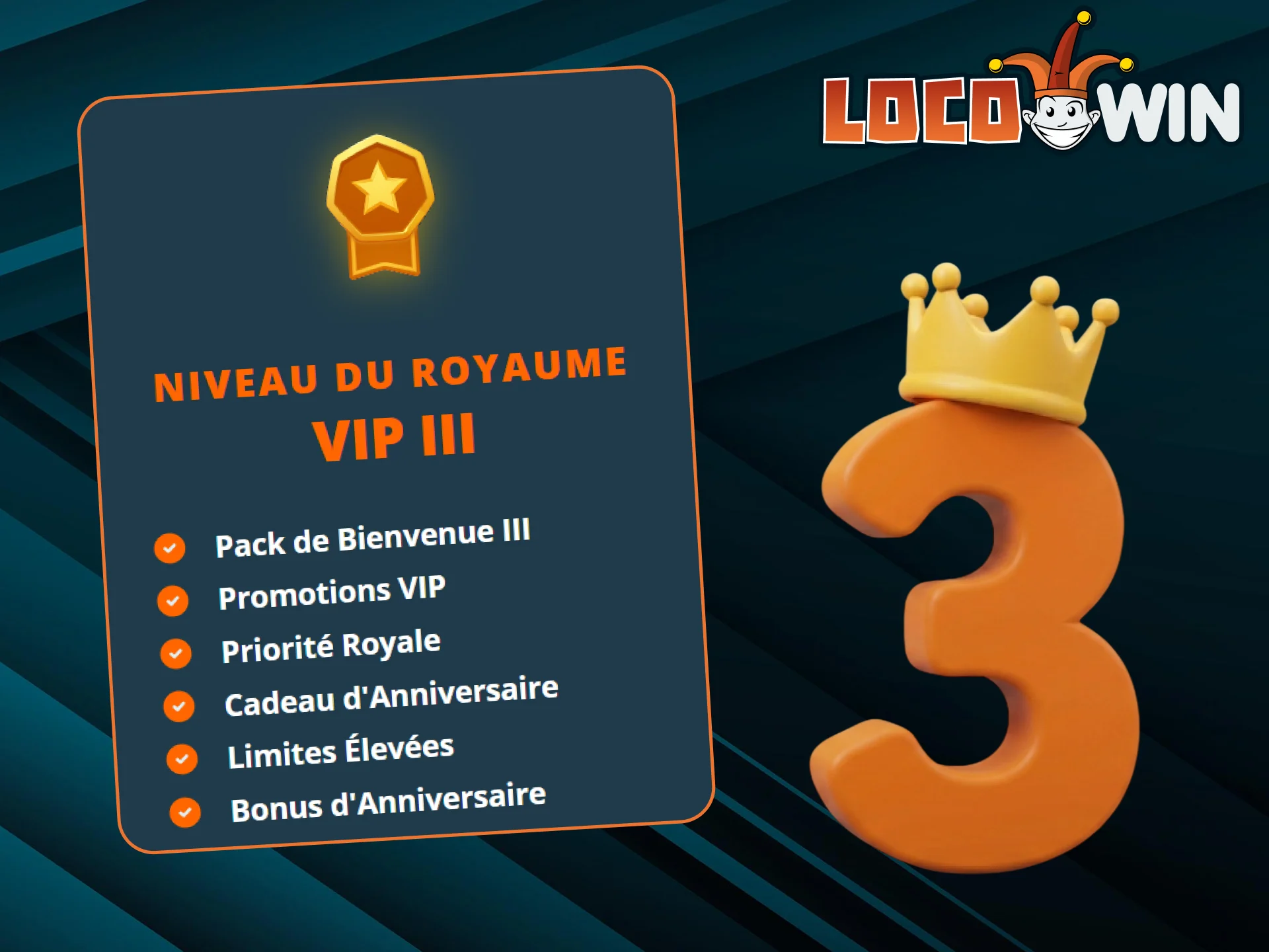 Recevez deux bonus spéciaux au troisième niveau du programme VIP de LocoWin.