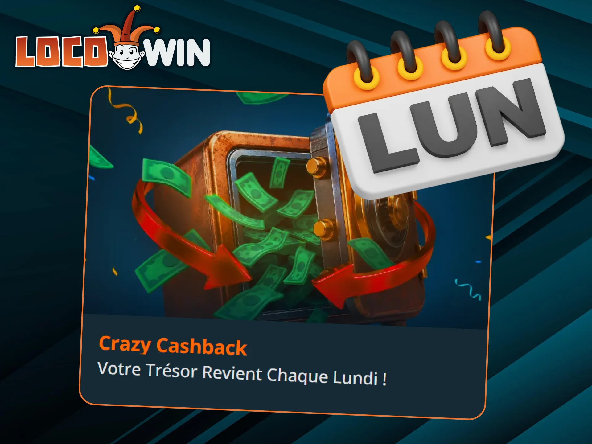 Obtenez du cashback tous les mois pour gagner plus chez LocoWin.